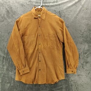 Overland Outfitters Men Soft Suede Leather Shirt Jacket Snap Button Large Brown